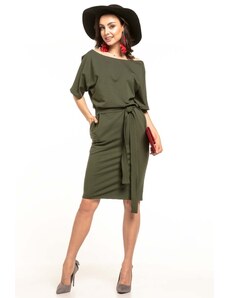 Tessita Dzianinowa sukienka z paskiem - zielona - Rozmiar: XS
