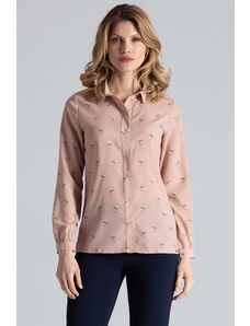 Figl Klasyczna koszula damska ze wzorem - różowa - Rozmiar: L