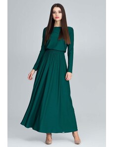 Figl Długa sukienka z podkreśloną talią - zielona - Rozmiar: S