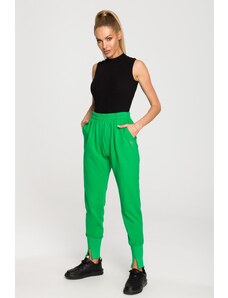MOE Dresowe spodnie z rozcięciami - soczysta zieleń - Rozmiar: S