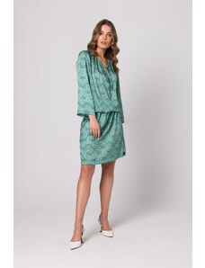 Style Wzorzysta sukienka z wiązaniem - Zielona Rozmiar: S