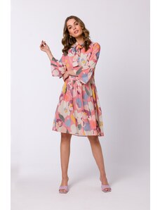 Style Szyfonowa sukienka z wiązaniem - Kolorowa - Rozmiar: S