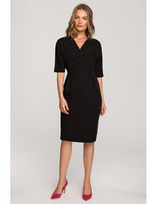 Style Elegancka sukienka ołówkowa z kopertowym dekoltem - Czarna Rozmiar: S