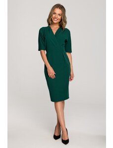 Style Elegancka sukienka ołówkowa z kopertowym dekoltem - Zielona Rozmiar: S