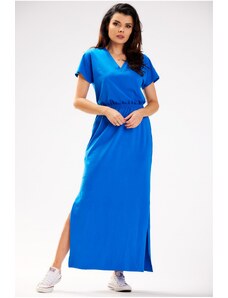 Infinite You Maxi sukienka w szpic z rozcięciem - niebieska - Rozmiar: S