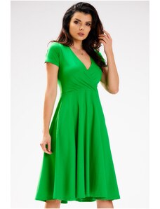 Infinite You Bawełniana sukienka z kopertową górą - zielona - Rozmiar: S