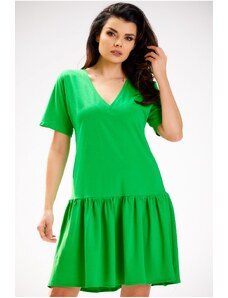 Infinite You Dzianinowa sukienka z falbanką - zielona - Rozmiar: S/M