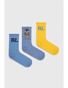 Polo Ralph Lauren skarpetki 3-pack damskie kolor niebieski 455942355
