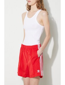 adidas Originals szorty damskie kolor czerwony z aplikacją high waist IP2957