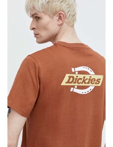 Dickies t-shirt bawełniany SS RUSTON TEE męski kolor brązowy z nadrukiem DK0A4XDC