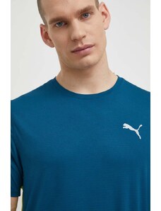 Puma t-shirt do biegania Run Favourite Velocity kolor turkusowy z nadrukiem 525058