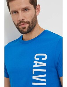 Calvin Klein t-shirt bawełniany męski kolor turkusowy z nadrukiem