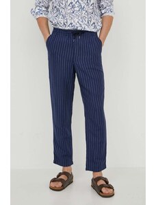 Polo Ralph Lauren spodnie lniane kolor granatowy proste 710927863