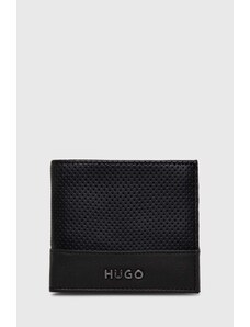 HUGO portfel skórzany męski kolor czarny 50517392