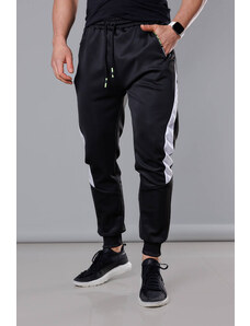 J STYLE Spodnie dresowe z wstawkami męskie czarny-biały (8K168)
