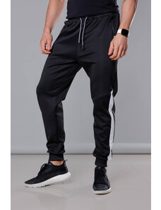 J STYLE Męskie spodnie dresowe z wstawkami czarny-biały (8K172)