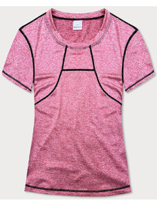 MADE IN ITALY Sportowy t-shirt damski z ozdobnymi przeszyciami różowy (A-2166)