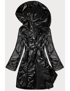 Pikowana kurtka z paskiem S'West czarna (B8249-1)