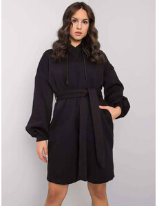 Factory Price Dresowa sukienka oversize z paskiem czarna (7253)