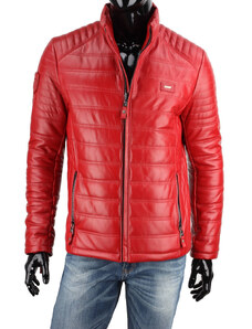 CARLO MONTI NIK411 - Czerwona kurtka skórzana męska najwyższej jakości DORJAN