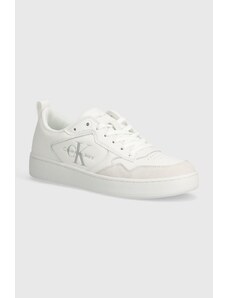 Calvin Klein Jeans sneakersy skórzane BASKET CUPSOLE LOW LTH MONO kolor biały YM0YM00574 YM0YM00574