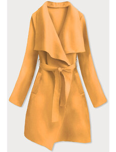 MADE IN ITALY Minimalistyczny płaszcz damski żółty (747ART)