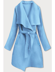 MADE IN ITALY Minimalistyczny płaszcz damski błękitny (747ART)