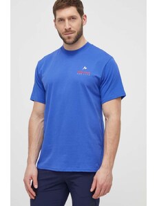 Marmot t-shirt sportowy Marmot For Life kolor niebieski z nadrukiem