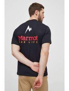 Marmot t-shirt sportowy Marmot For Life kolor czarny z nadrukiem