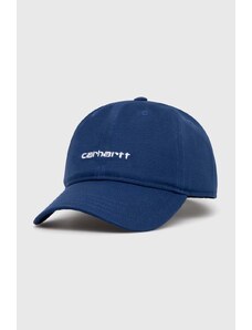 Carhartt WIP czapka z daszkiem bawełniana Canvas Script Cap kolor granatowy z aplikacją I028876.22TXX