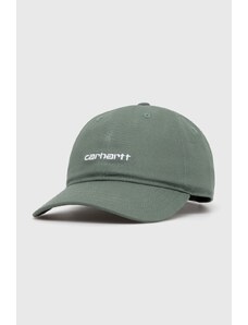 Carhartt WIP czapka z daszkiem bawełniana Canvas Script Cap kolor zielony z aplikacją I028876.22XXX