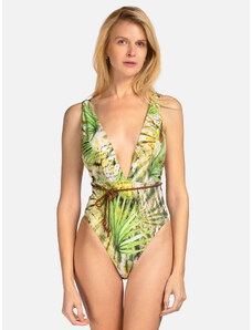 Miss Lou Jednoczęściowy kostium kąpielowy Tropical | V-neck (S (36))