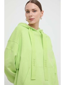Boss Orange bluza bawełniana damska kolor zielony z kapturem gładka 50517975