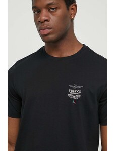 Aeronautica Militare t-shirt bawełniany męski kolor czarny z aplikacją