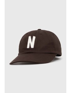 Norse Projects czapka z daszkiem bawełniana Felt N Twill Sports Cap kolor brązowy z aplikacją N80.0128.2022