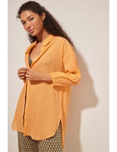 women'secret koszula plażowa bawełniana PERFECT BEACH SETS kolor pomarańczowy 5547385