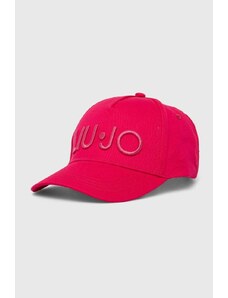 Liu Jo czapka z daszkiem bawełniana kolor różowy z aplikacją