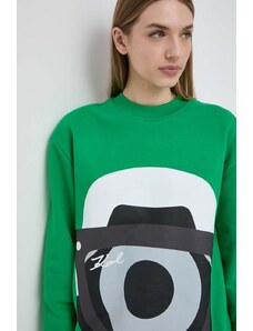 Karl Lagerfeld bluza damska kolor zielony z nadrukiem