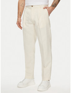 Pepe Jeans Chinosy Relaxed Pleated Linen Pants - 2 PM211700 Écru Relaxed Fit