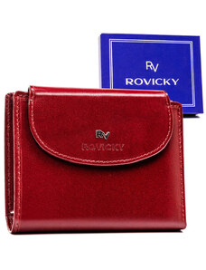 Klasyczny, skórzany portfel damski na zatrzask - Rovicky