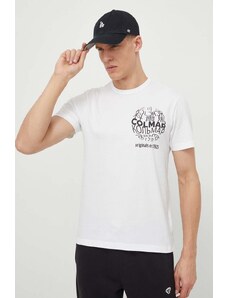 Colmar t-shirt bawełniany męski kolor biały z nadrukiem