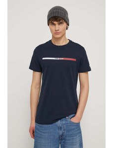 Tommy Jeans t-shirt bawełniany męski kolor granatowy z nadrukiem DM0DM13509