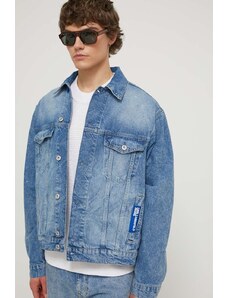 Karl Lagerfeld Jeans kurtka jeansowa męska kolor niebieski przejściowa oversize
