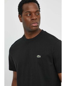Lacoste t-shirt bawełniany męski kolor czarny gładki