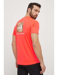 The North Face t-shirt sportowy Reaxion kolor czerwony z nadrukiem NF0A4CDWQI41