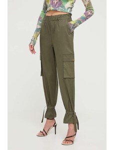 Twinset spodnie damskie kolor zielony proste high waist