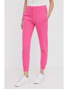 Polo Ralph Lauren spodnie dresowe kolor różowy gładkie 211839386