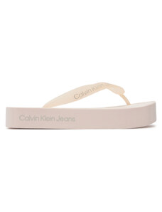 Japonki Calvin Klein Jeans Beach Sandal Flatform Logo YW0YW01092 Peach Blush/Oyster Mushroom TLL