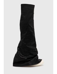 Rick Owens kozaki Denim Boots Fetish damskie kolor czarny na płaskim obcasie DS01D1815.BF.911