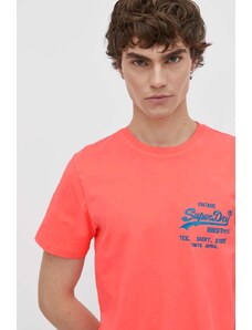 Superdry t-shirt bawełniany męski kolor różowy z nadrukiem